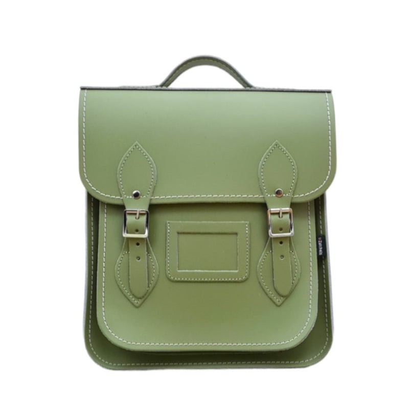 Handmade Leather City Backpack - Sage Green