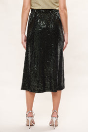 Louche Saro Sequin Midi Skirt - Green