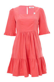 Sassa Lightweight Baby Cord Tiered Mini Dress - Apricot