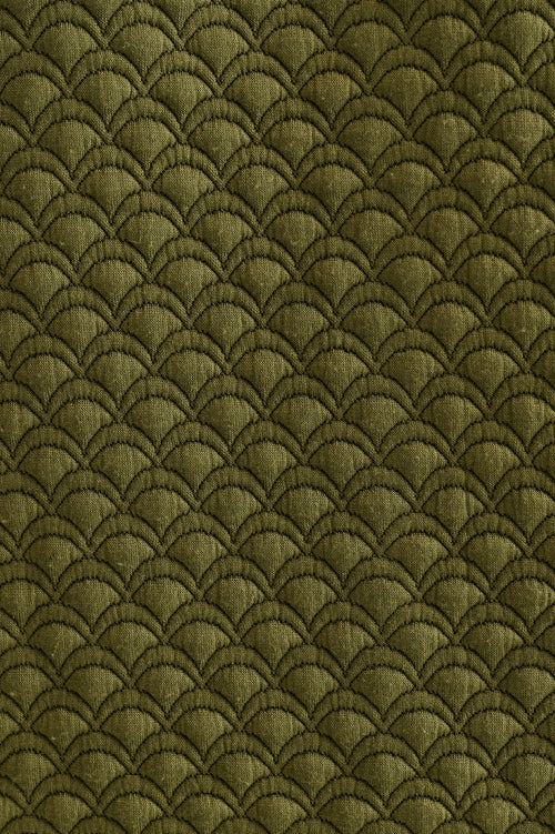 Flory Scallop Quilt Wide Leg Trouser - Moss Green