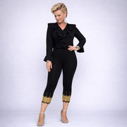 3/4 Length Beaded Scallop Hem Leggings