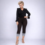 3/4 Length Beaded Scallop Hem Leggings