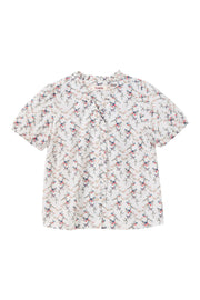 Cressida Regency Print Frill Trim V-Neck Blouse