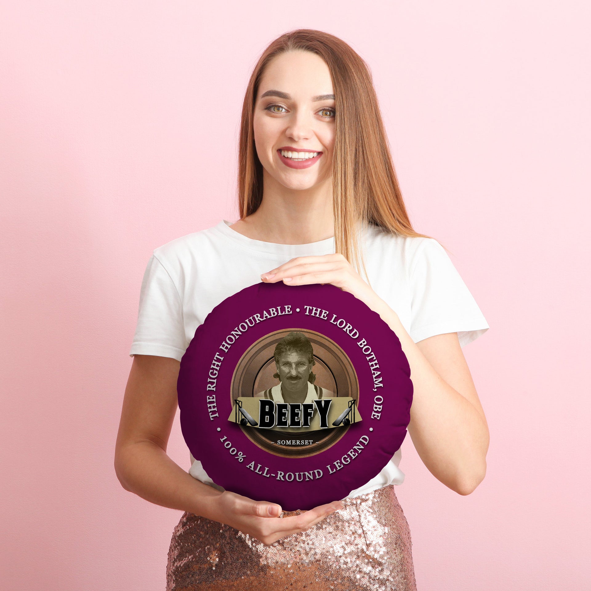 Somerset Cricket BEEFY  - Legend Collection - Circle Cushion 14"