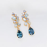 Blue Gemstone Drop Earrings in 18k Gold Vermeil