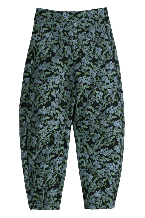 Sutton Blossom Jacquard Barrel Trouser - Black