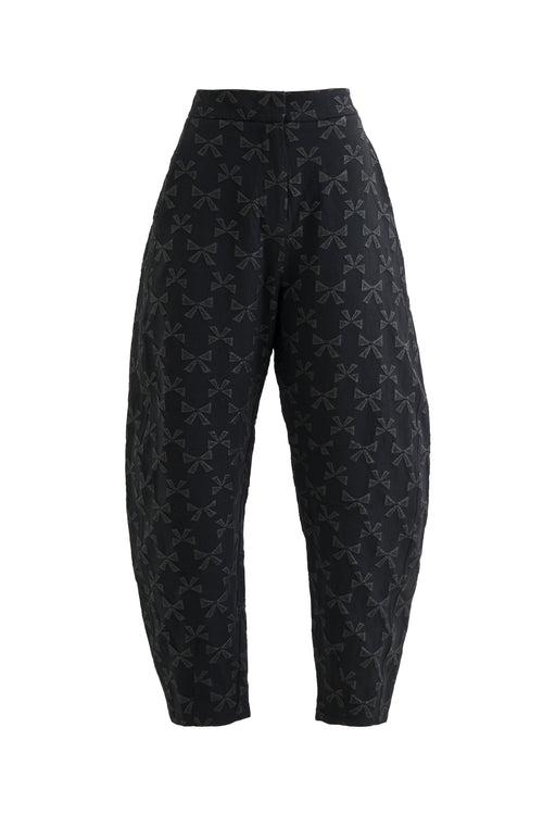 Sutton Black Bow Jacquard Barrel Trousers