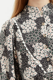 Suzanne Flower Patch Mini Dress Black/White