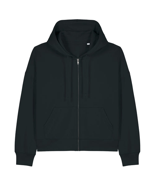 Organic Dropped Shoulder Zipped Hoodie: Womens