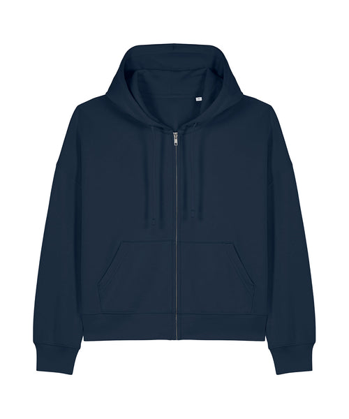 Organic Dropped Shoulder Zipped Hoodie: Womens