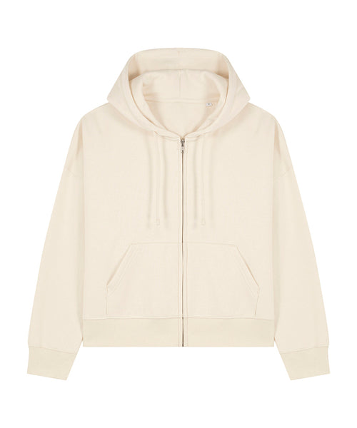 Organic Dropped Shoulder Zipped Hoodie: Womens