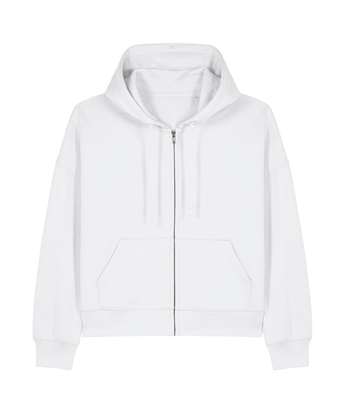 Organic Dropped Shoulder Zipped Hoodie: Womens