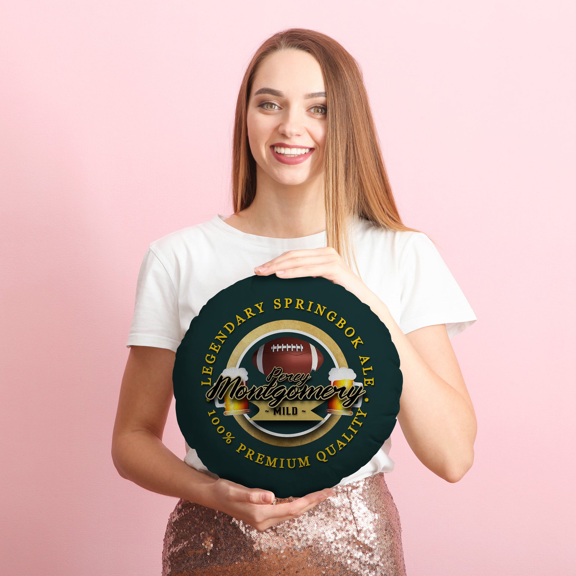 South AFRICA Rugby Union Montgomery  - Legend Collection - Circle Cushion 14"