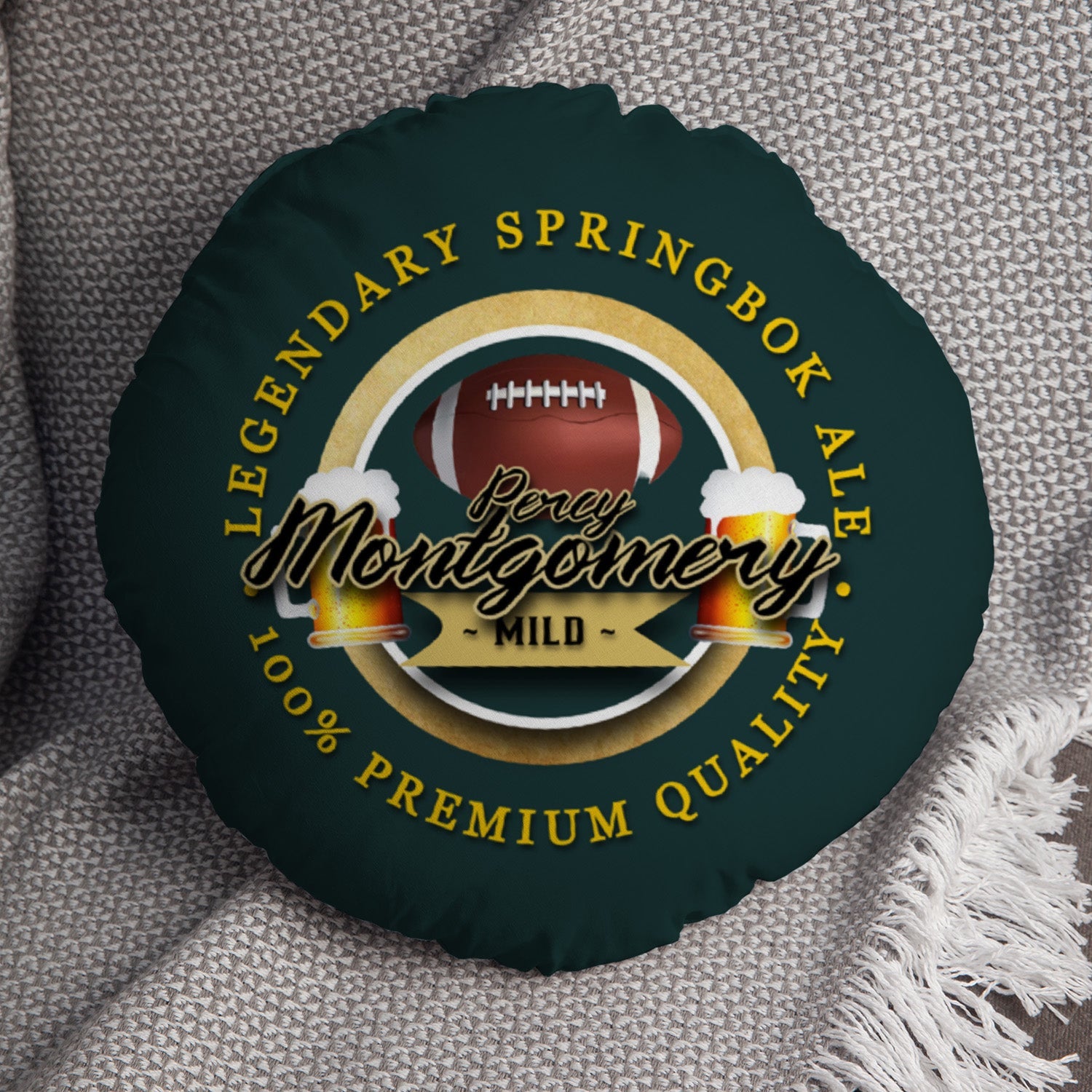 South AFRICA Rugby Union Montgomery  - Legend Collection - Circle Cushion 14"