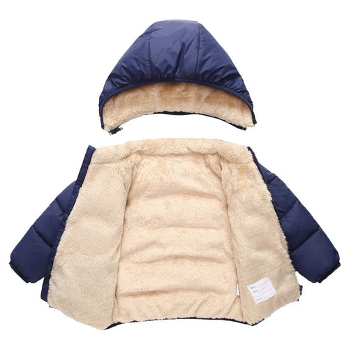 Winter Baby Kids Fleece Jacket Warm Hooded Down Outerwear
