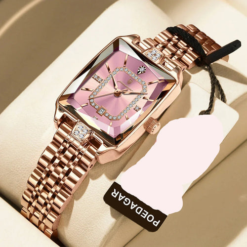 Luxury Elegant Watch For Women Date Waterproof Rectangle Ladies Watch