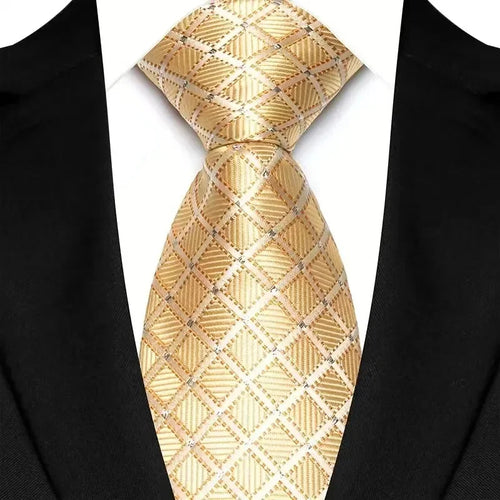 8cm Width Yellow Color Neck Ties For Men Paisley Dots Handmade