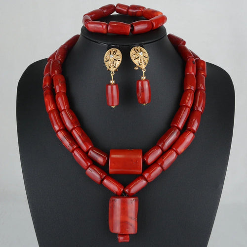Fashion African Jewelry Set Nigerian Wedding Orange Coral Jewelry Set for Bride