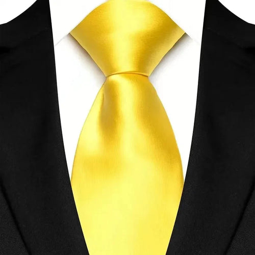 8cm Width Yellow Color Neck Ties For Men Paisley Dots Handmade