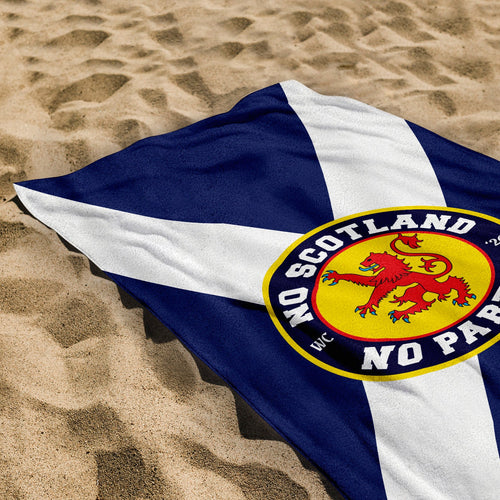 No Scotland No Party Saltire - Beach Towel - Microfibre Retro Beach Towel - 150cm x 75cm