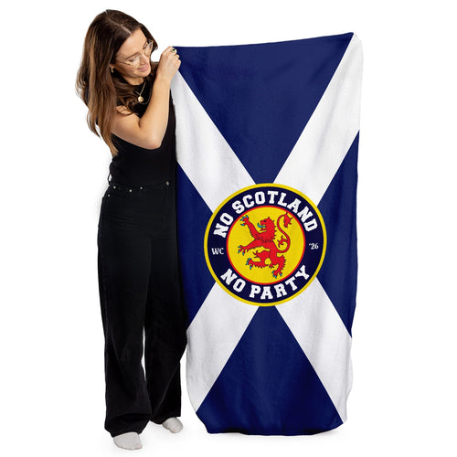 No Scotland No Party Saltire - Beach Towel - Microfibre Retro Beach Towel - 150cm x 75cm