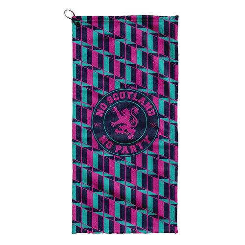 No Scotland No Party Blue & Pink Retro Pattern - Golf Towel