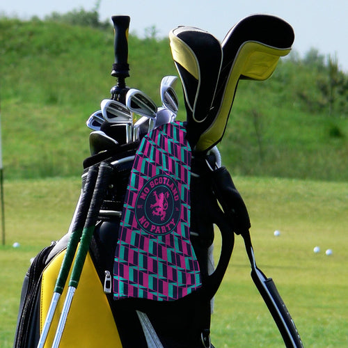 No Scotland No Party Blue & Pink Retro Pattern - Golf Towel