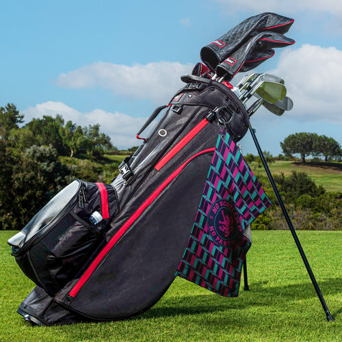 No Scotland No Party Blue & Pink Retro Pattern - Golf Towel