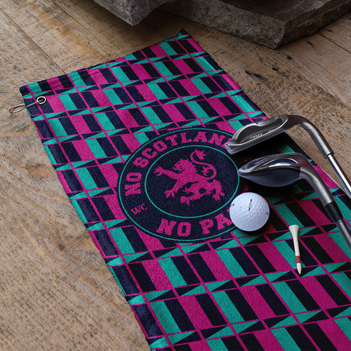 No Scotland No Party Blue & Pink Retro Pattern - Golf Towel