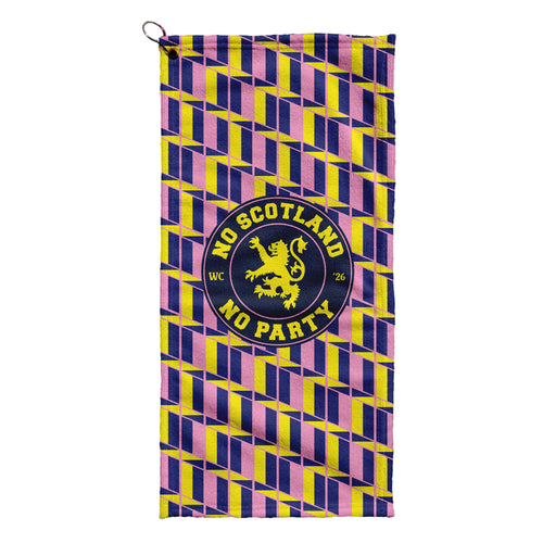 No Scotland No Party Yellow & Pink Retro Pattern - Golf Towel