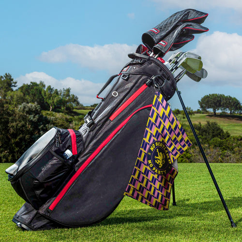 No Scotland No Party Yellow & Pink Retro Pattern - Golf Towel