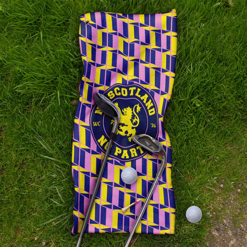 No Scotland No Party Yellow & Pink Retro Pattern - Golf Towel