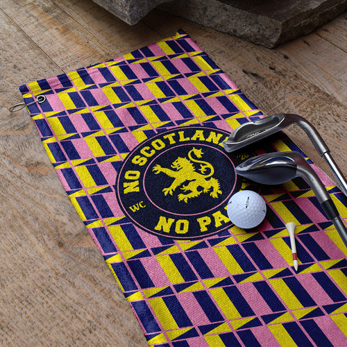 No Scotland No Party Yellow & Pink Retro Pattern - Golf Towel