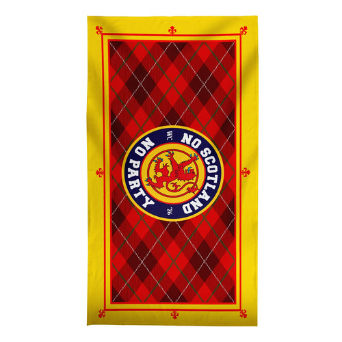 No Scotland No Party - Red Tartan - Beach Towel - Microfibre Retro Beach Towel - 150cm x 75cm