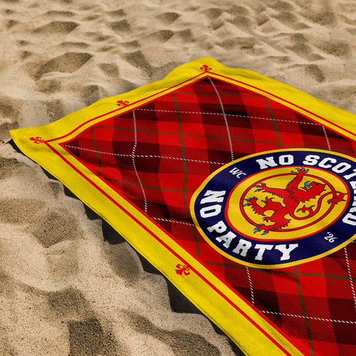 No Scotland No Party - Red Tartan - Beach Towel - Microfibre Retro Beach Towel - 150cm x 75cm