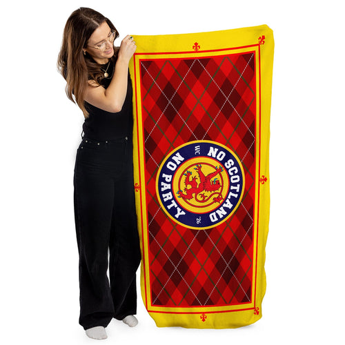 No Scotland No Party - Red Tartan - Beach Towel - Microfibre Retro Beach Towel - 150cm x 75cm