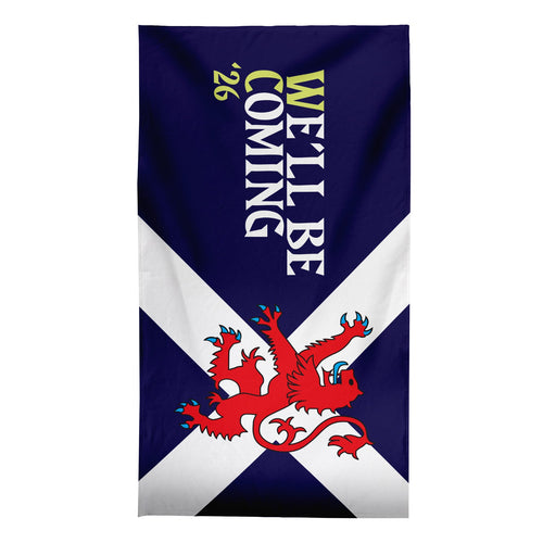 Scotland WC26 - We'll Be Coming Lion - Beach Towel - Microfibre Retro Beach Towel - 150cm x 75cm