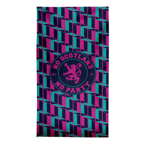 No Scotland No Party - Blue & Pink Retro Pattern - Beach Towel - Microfibre Retro Beach Towel - 150cm x 75cm
