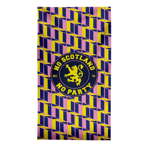 No Scotland No Party - Yellow & Pink Retro Pattern - Beach Towel - Microfibre Retro Beach Towel - 150cm x 75cm