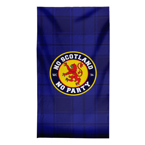 No Scotland No Party - Blue Tartan - Beach Towel - Microfibre Retro Beach Towel - 150cm x 75cm