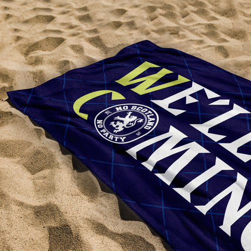 Scotland WC26 - We'll Be Coming - Beach Towel - Microfibre Retro Beach Towel - 150cm x 75cm
