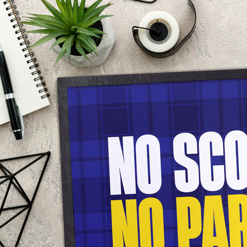 No Scotland No Party - Blue Tartan - Door Mat - 60cm x 40cm