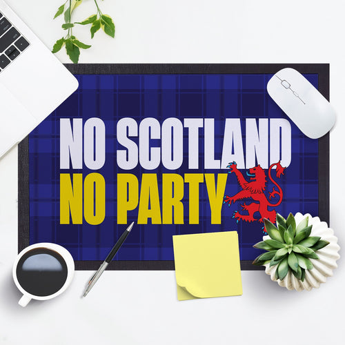 No Scotland No Party - Blue Tartan - Door Mat - 60cm x 40cm