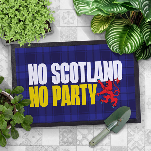 No Scotland No Party - Blue Tartan - Door Mat - 60cm x 40cm