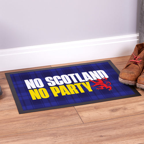 No Scotland No Party - Blue Tartan - Door Mat - 60cm x 40cm