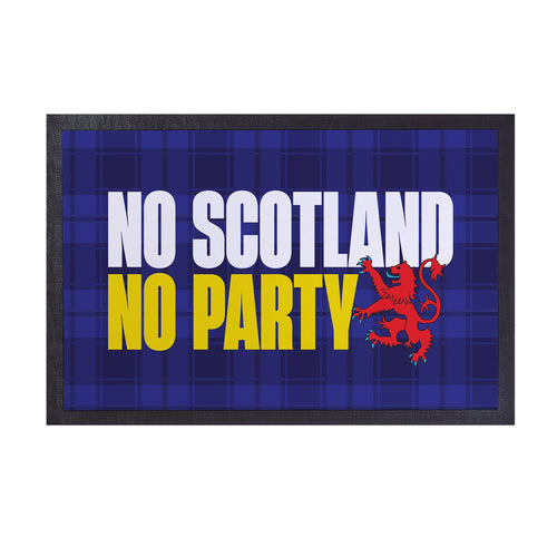 No Scotland No Party - Blue Tartan - Door Mat - 60cm x 40cm