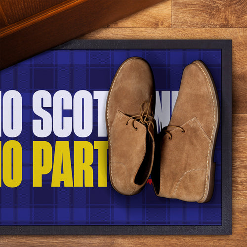 No Scotland No Party - Blue Tartan - Door Mat - 60cm x 40cm