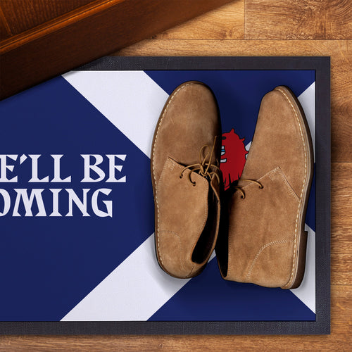 We'll Be Coming - Lion Rampant - WC26 - Door Mat - 60cm x 40cm
