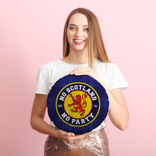 No Scotland No Party - Blue Tartan - 14" Round Throw Cushion