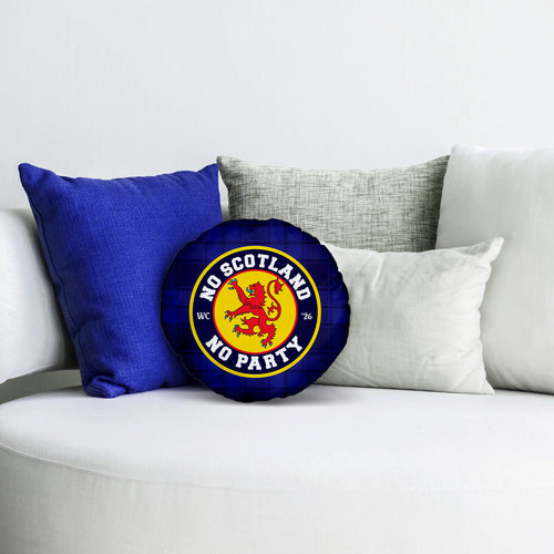 No Scotland No Party - Blue Tartan - 14" Round Throw Cushion